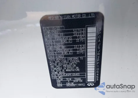 2023 Infiniti Qx55 Luxe Awd z USA, uszkodzony, nr VIN 3PCAJ5JR2PF105453